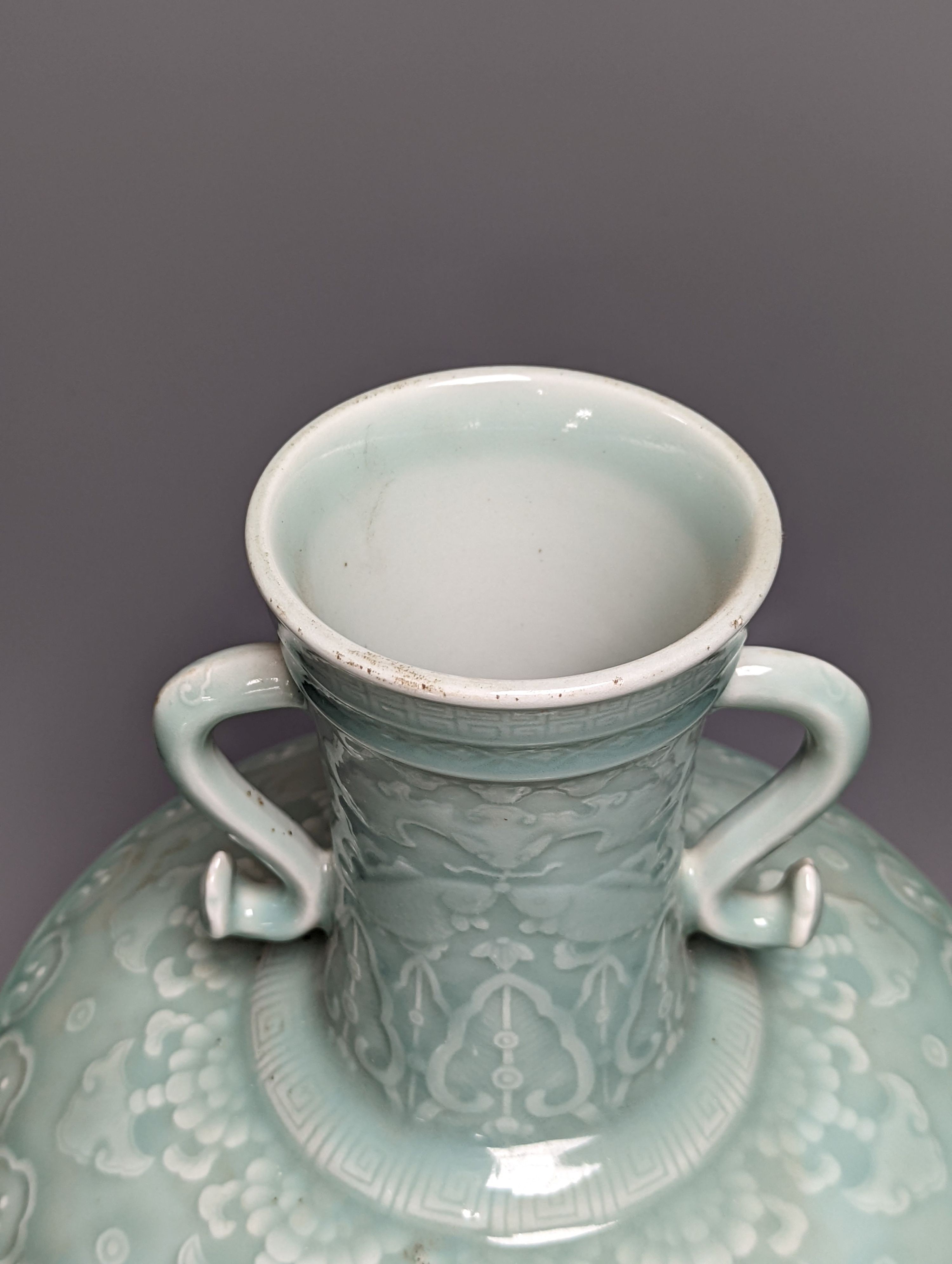 A large Chinese celadon glazed ‘Hundred Shou’ vase 41cm